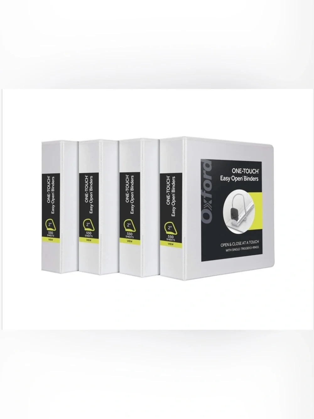 Oxford 3-Ring Binders for School & Office WHITE (4-Pack)